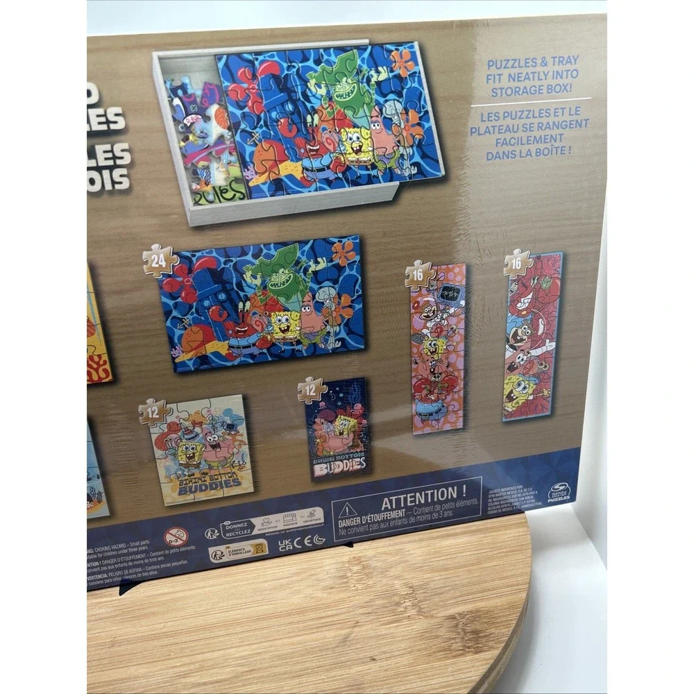 NEW‎ SpongeBob SquarePants 7 Wood Puzzles Nickelodeon Ages 4+ Spin Masters